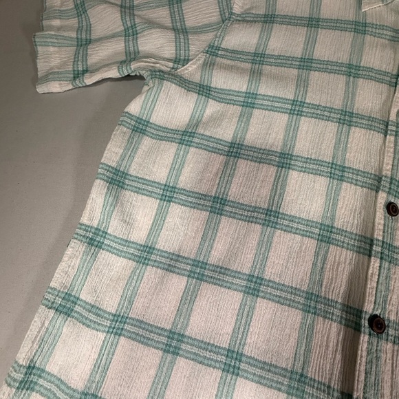 Patagonia Organic Cotton‎ Crinkle Plaid Shirt XL Short Sleeve Green - Picture 7 of 12